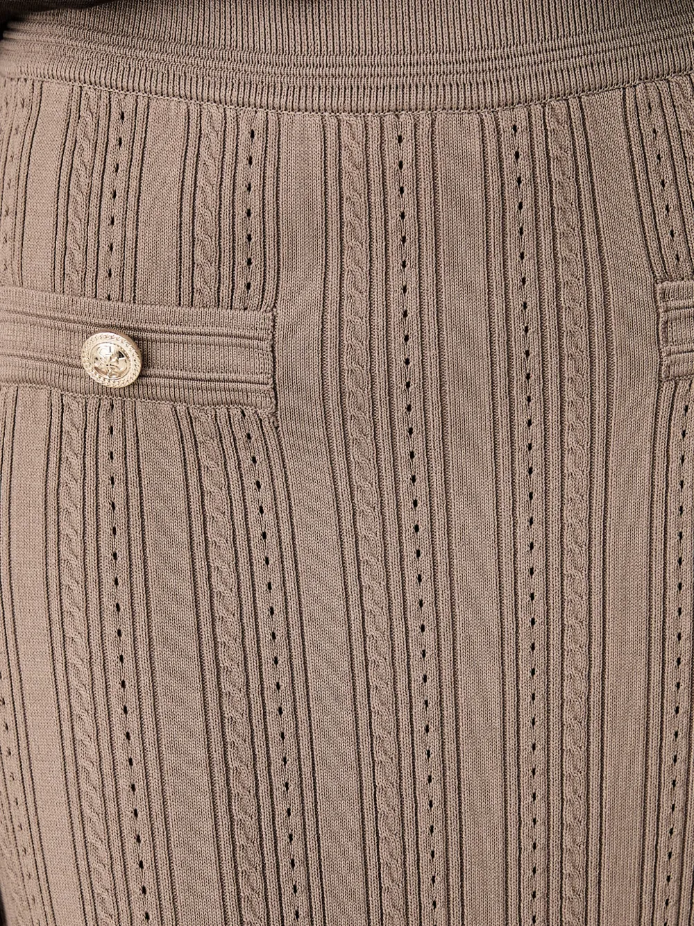 GUESS USA Kabelgebreide midi-rok met knoopdetail Beige