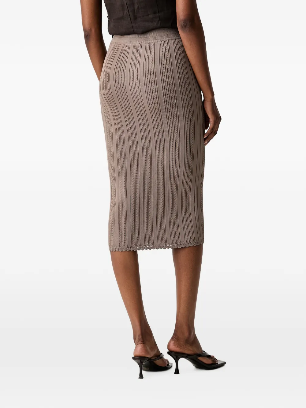 GUESS USA Kabelgebreide midi-rok met knoopdetail Beige
