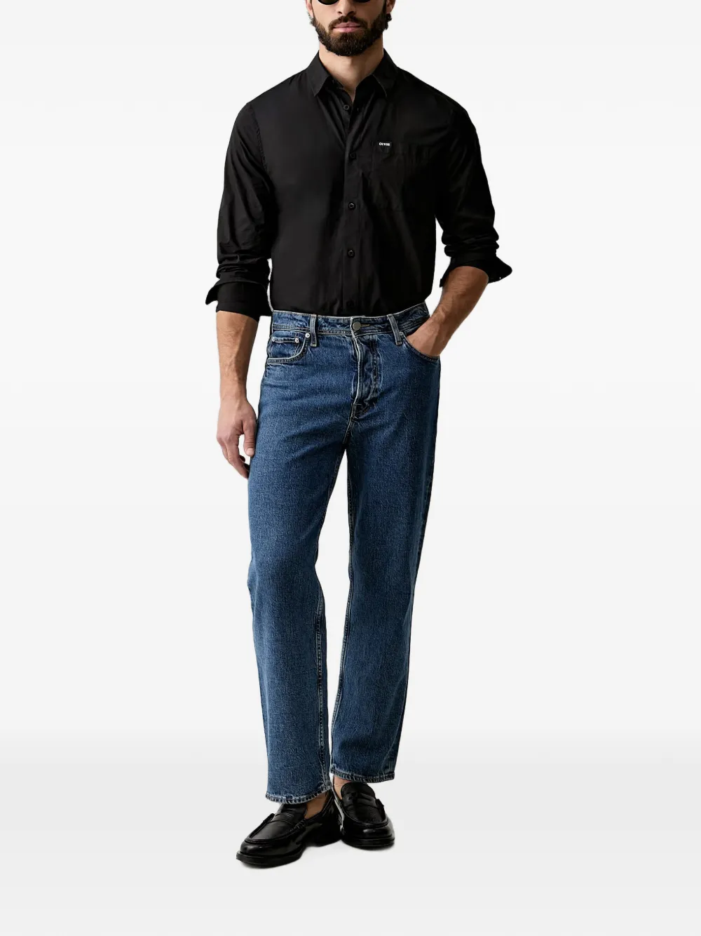 GUESS USA Overhemd met logopatch Zwart