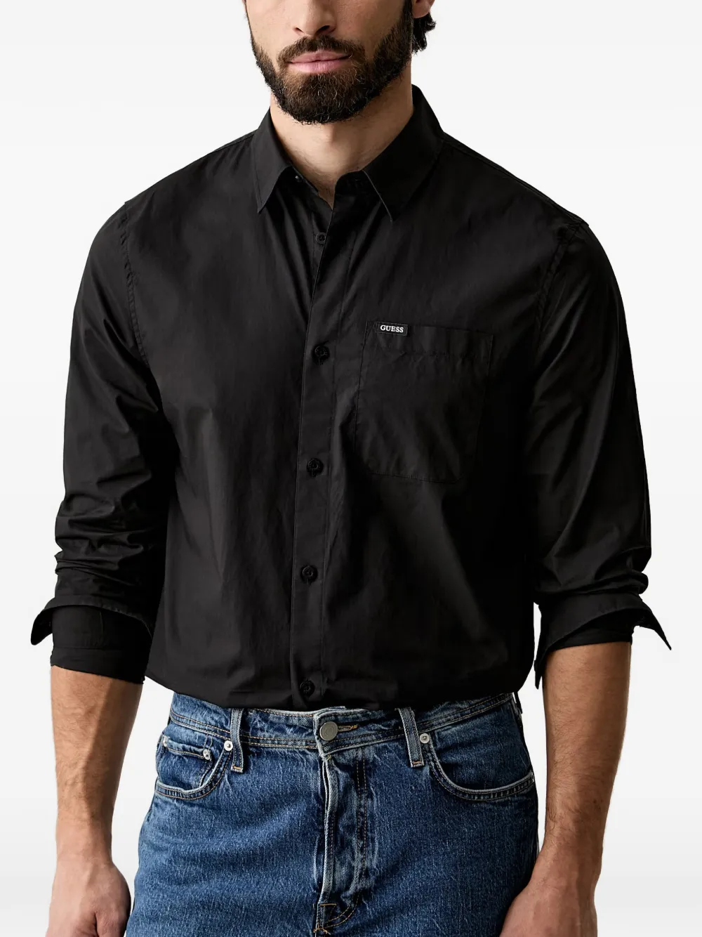 GUESS USA Overhemd met logopatch Zwart