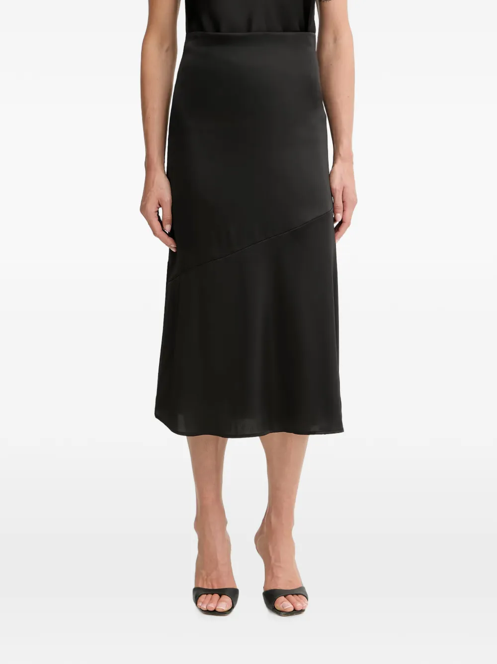 GUESS USA satin-finish asymmetric-seam midi skirt - Schwarz