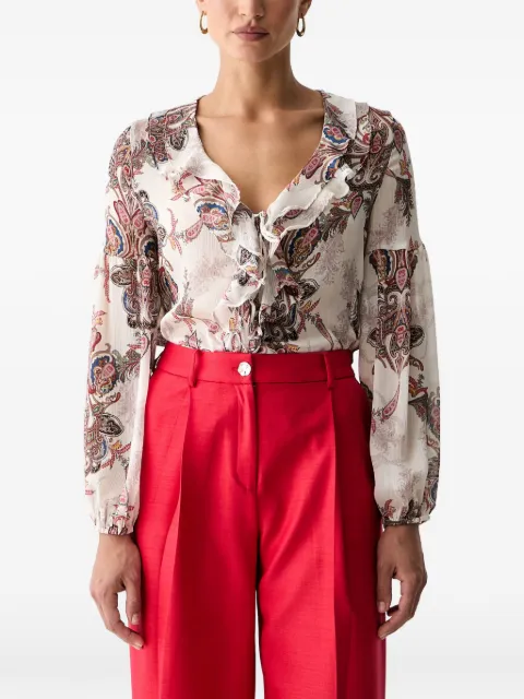 GUESS USA blusa con estampado de cachemira y volantes