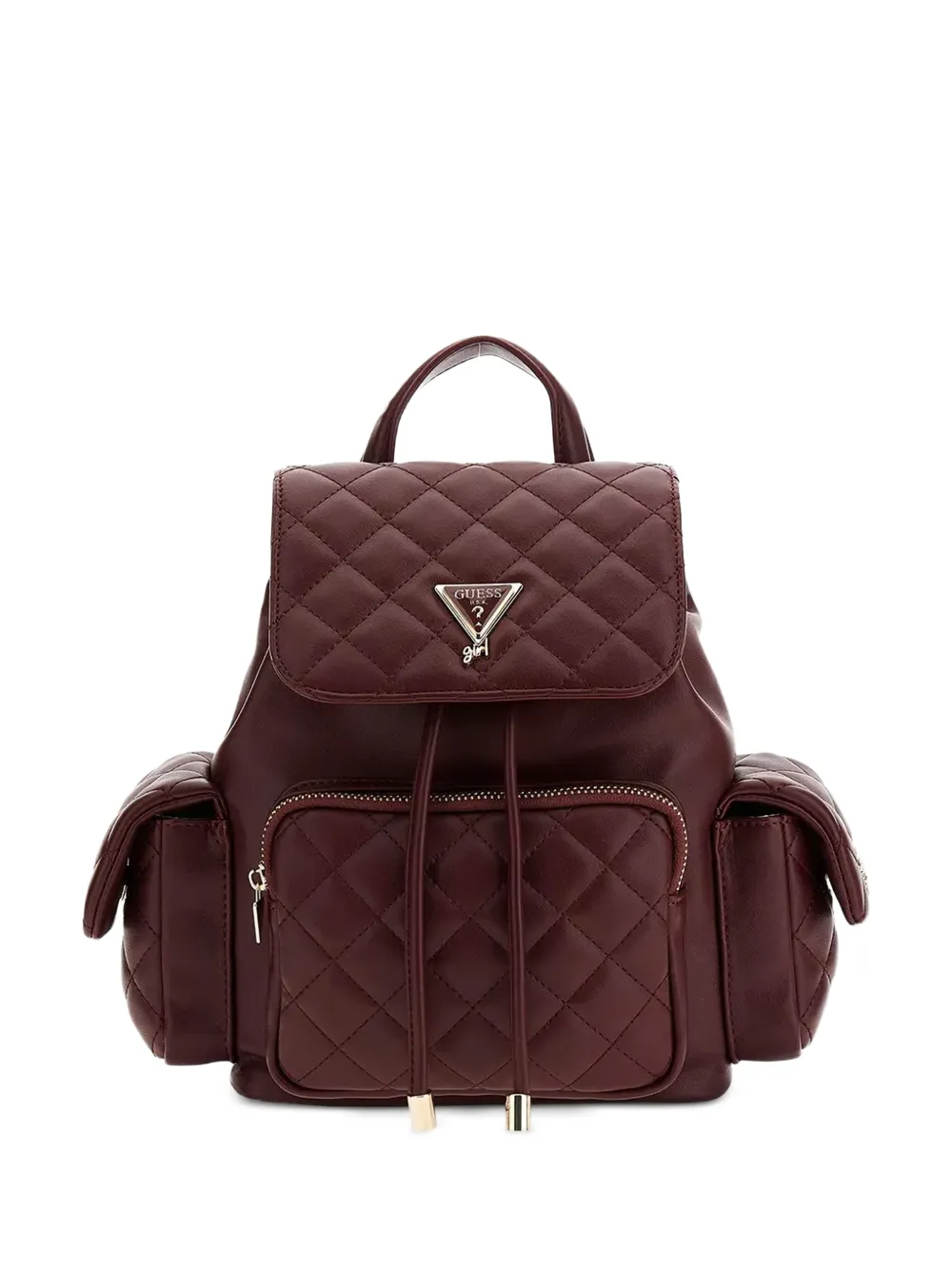 guess kids mini quilted logo-plaque backpack - Marrone