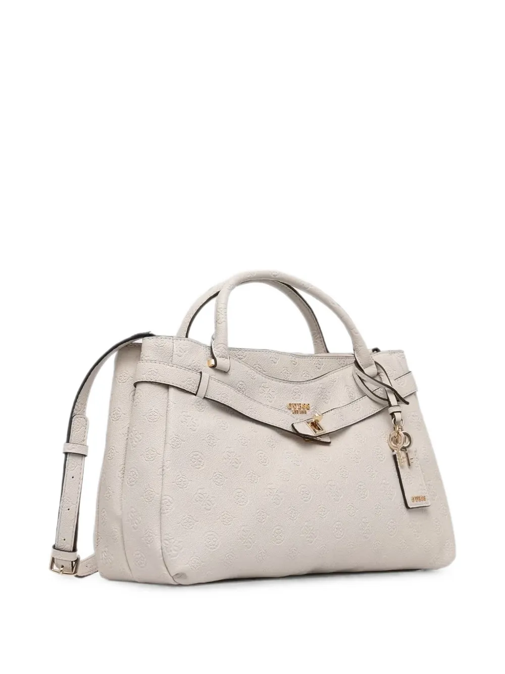 GUESS USA logo-embossed padlock-detail tote bag Beige