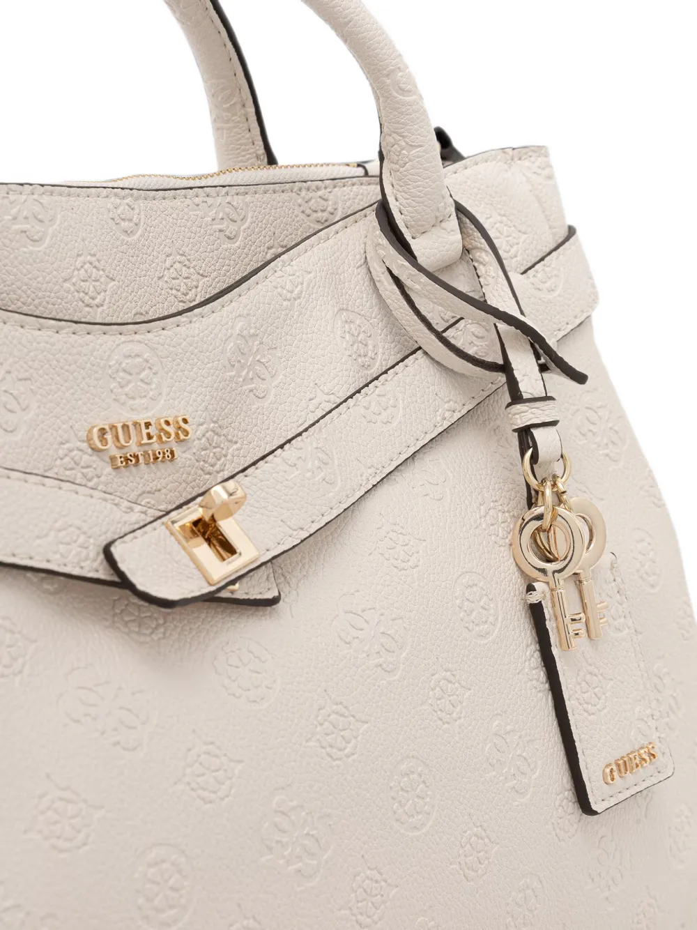 GUESS USA logo-embossed padlock-detail tote bag Beige