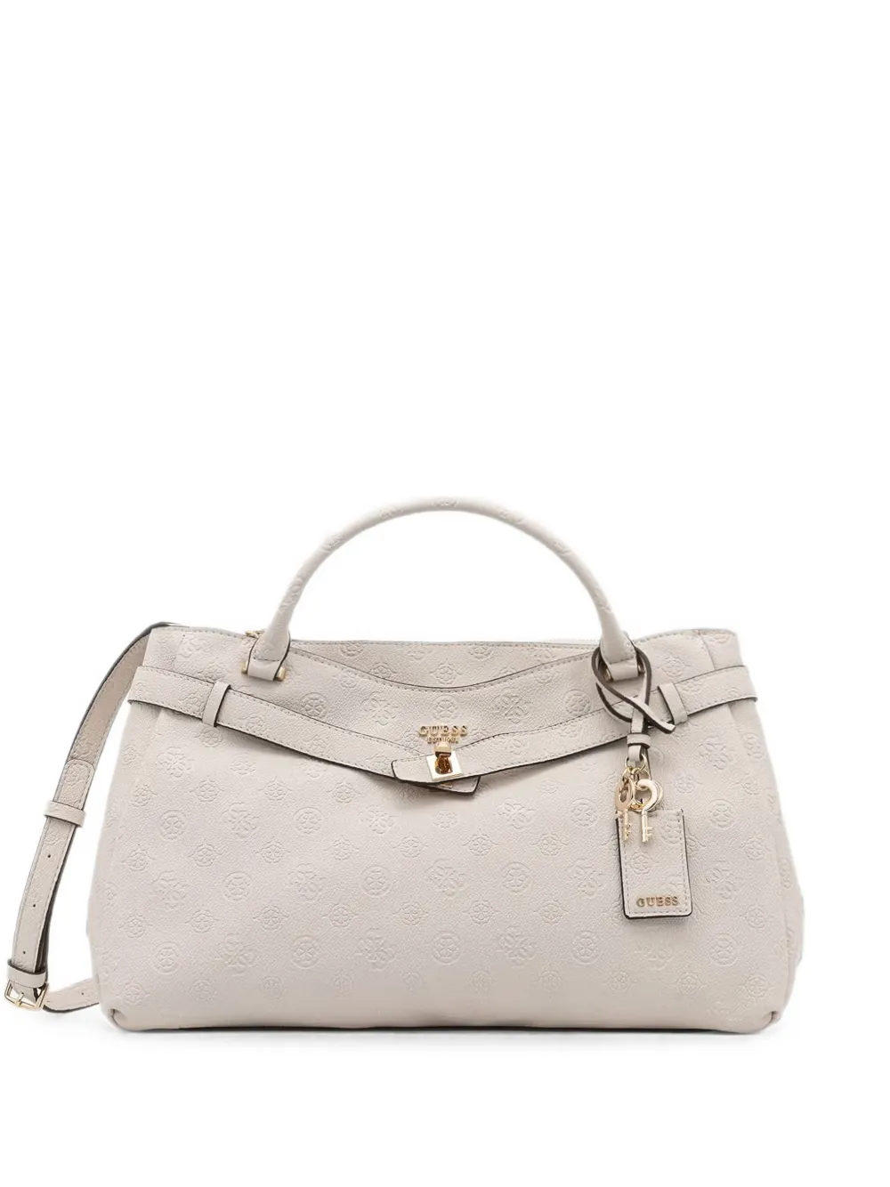 GUESS USA logo-embossed padlock-detail tote bag - Nude