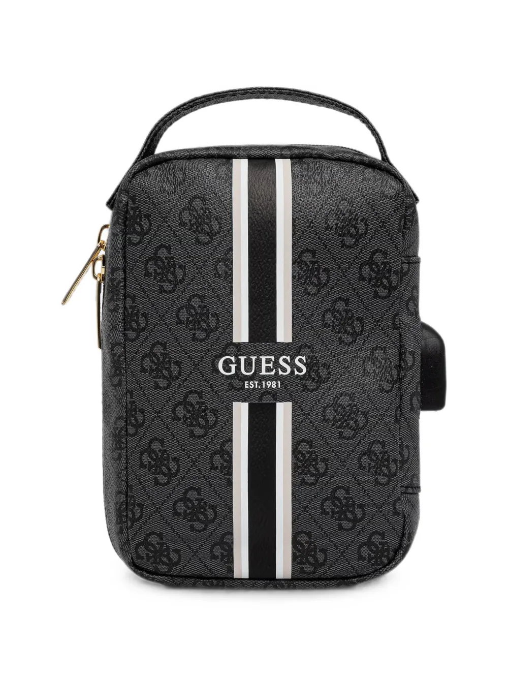 GUESS USA monogram-print striped tech bag - Nero
