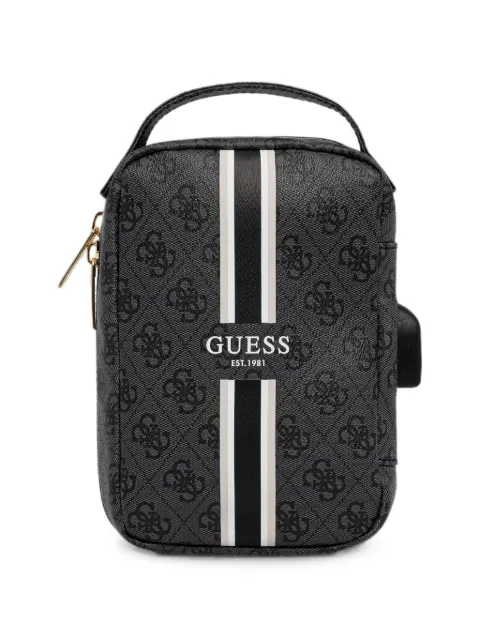GUESS USA monogram-print striped tech bag