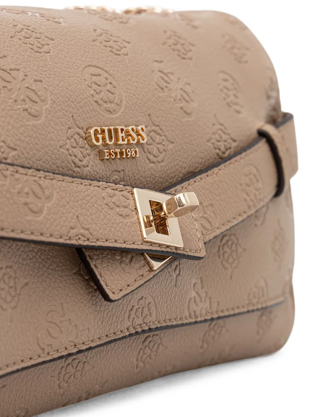 GUESS USA Schoudertas met monogram-reliëf en gesp-detail Beige