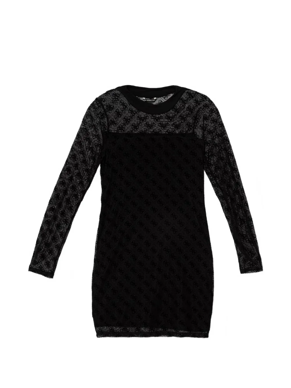 guess kids monogram-print mini dress - Nero