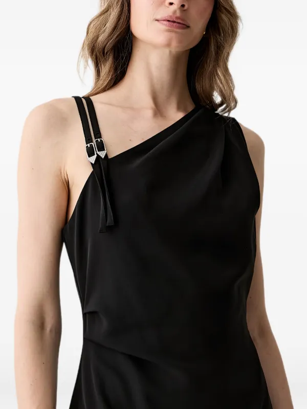 GUESS USA Mini buckle-detail asymmetric-neck Dress | Black