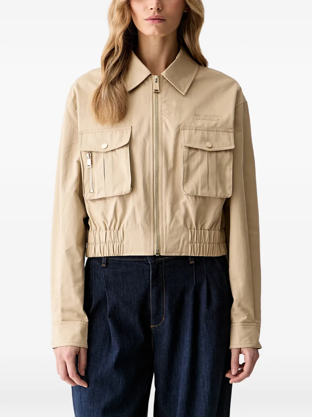 GUESS USA elasticated-waistband flap-pocket jacket - Nude