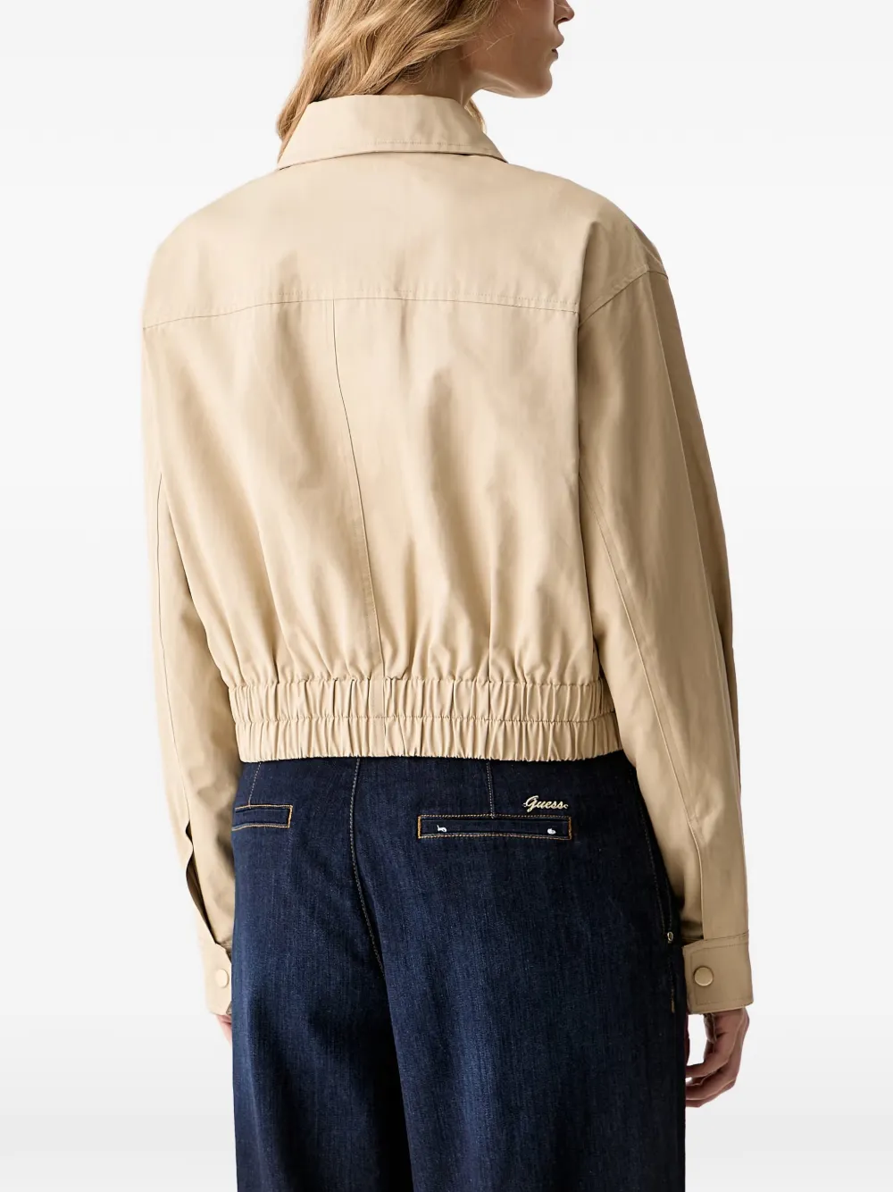GUESS USA elasticated-waistband flap-pocket jacket Beige