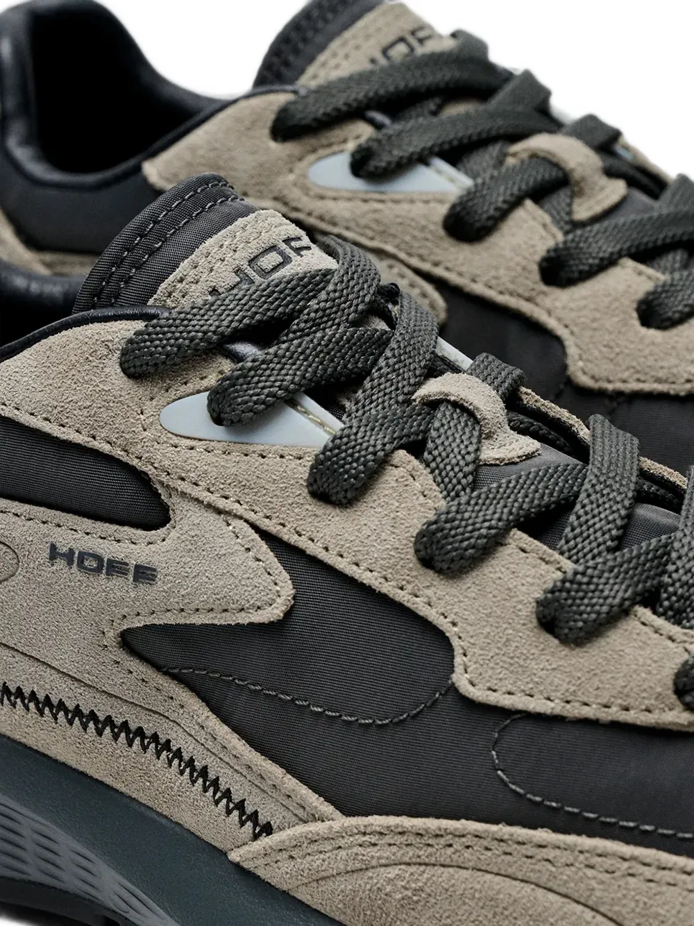 Hoff panelled calf leather-trim sneakers Beige