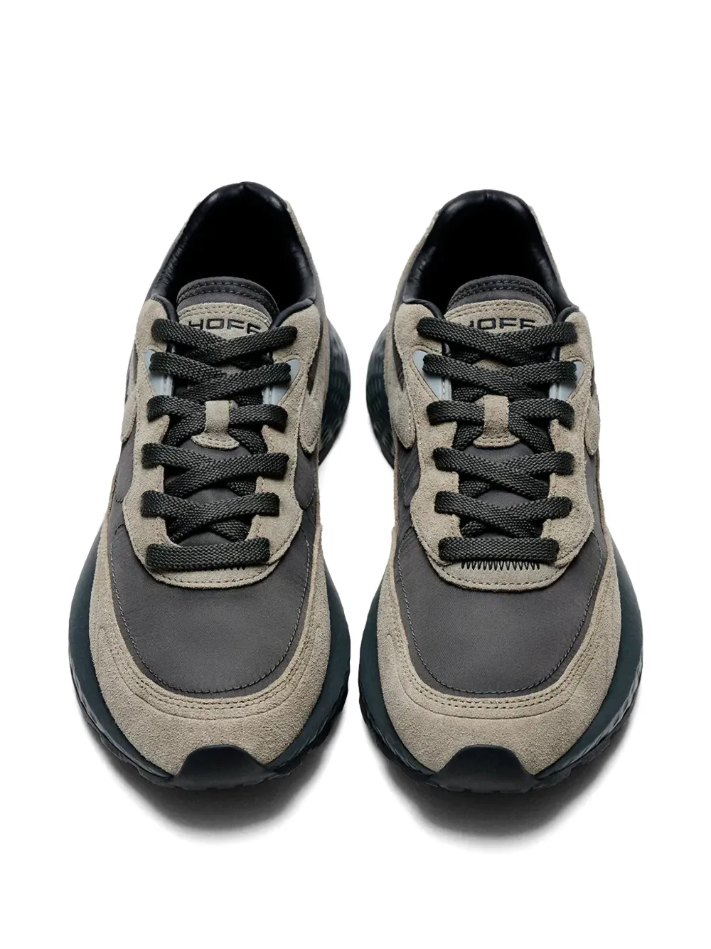 Hoff panelled calf leather-trim sneakers Beige