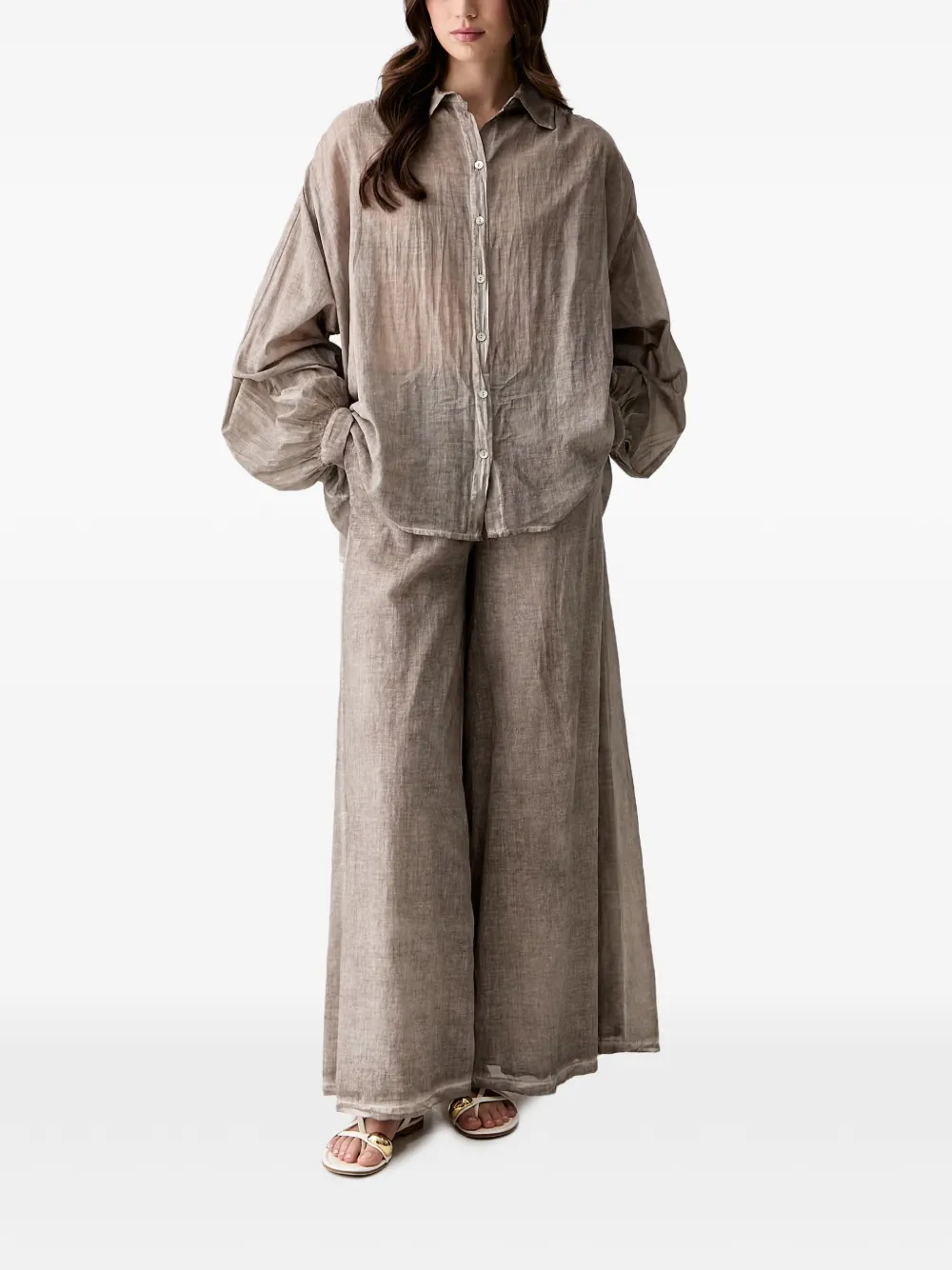 Haveone Elasticated Palazzo Pants In Gray