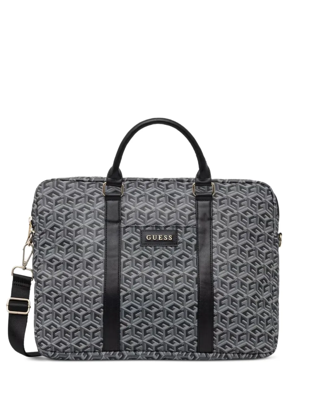 GUESS USA geometric-pattern logo-patch laptop bag - Grau