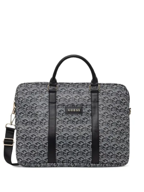 GUESS USA geometric-pattern logo-patch laptop bag