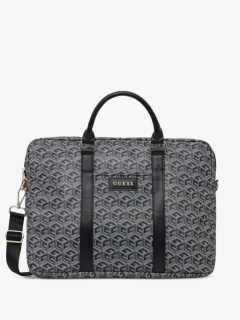 GUESS USA geometric-pattern logo-patch laptop bag