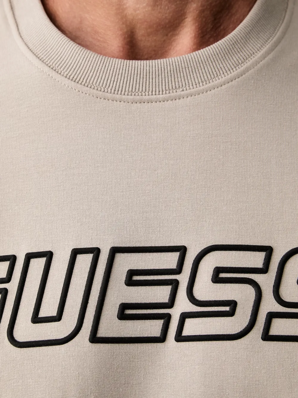 GUESS USA Sweater met logo-print en band Beige
