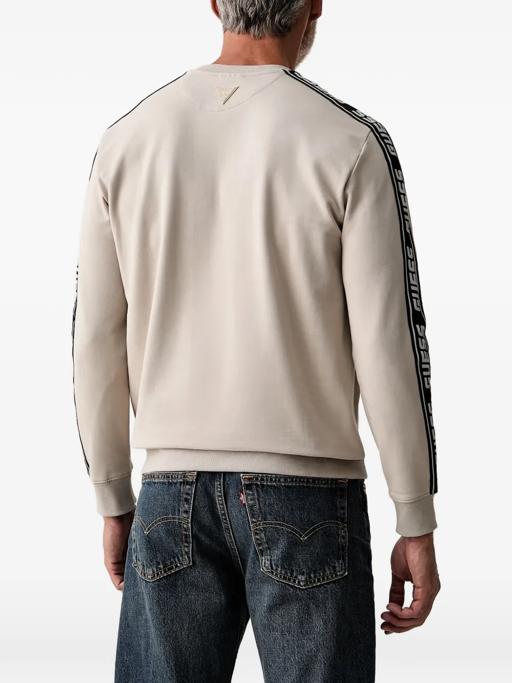 GUESS USA Sweater met logo-print en band Beige
