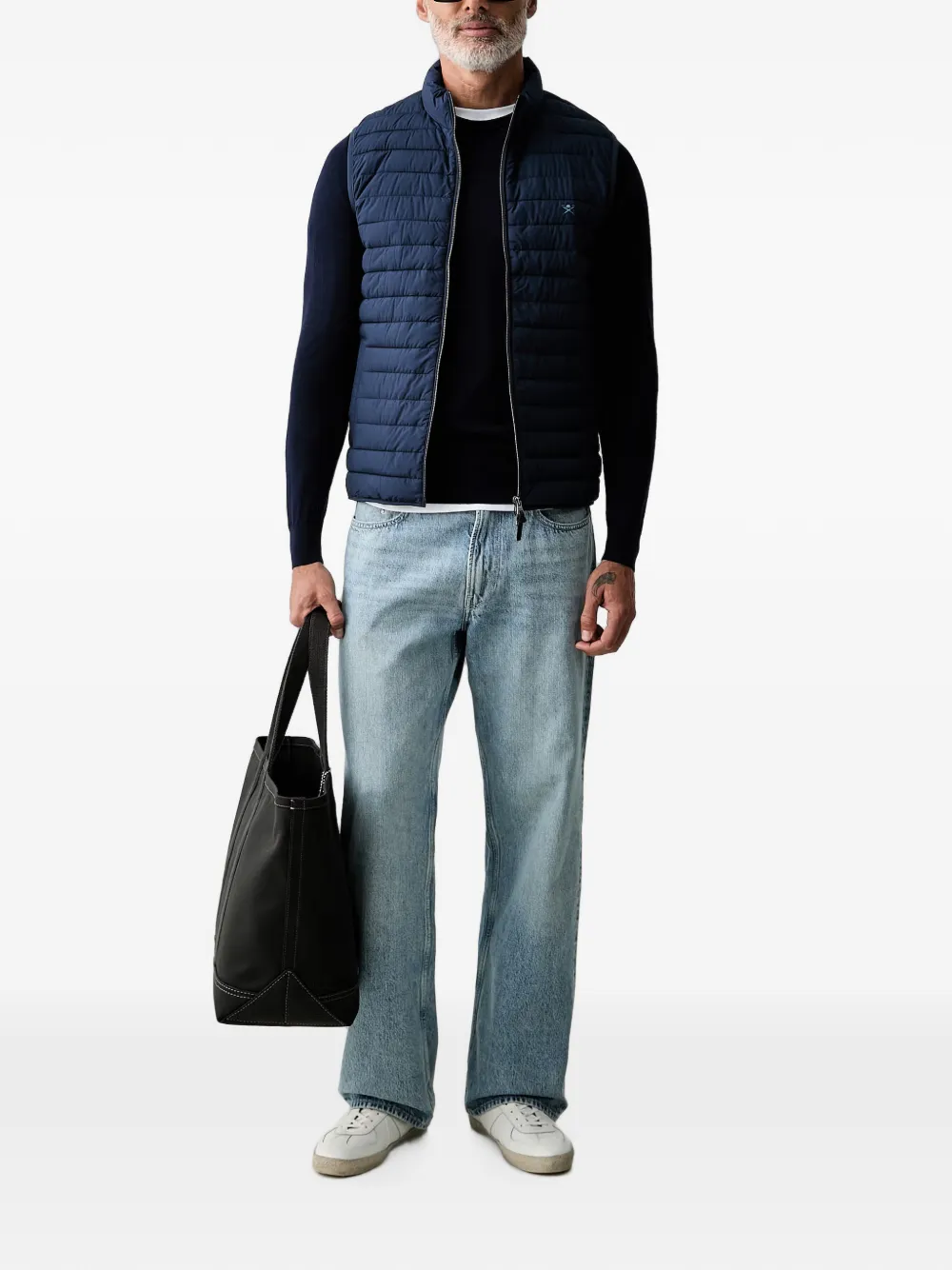 Hackett London Gewatteerde bodywarmer met geborduurd logo Blauw