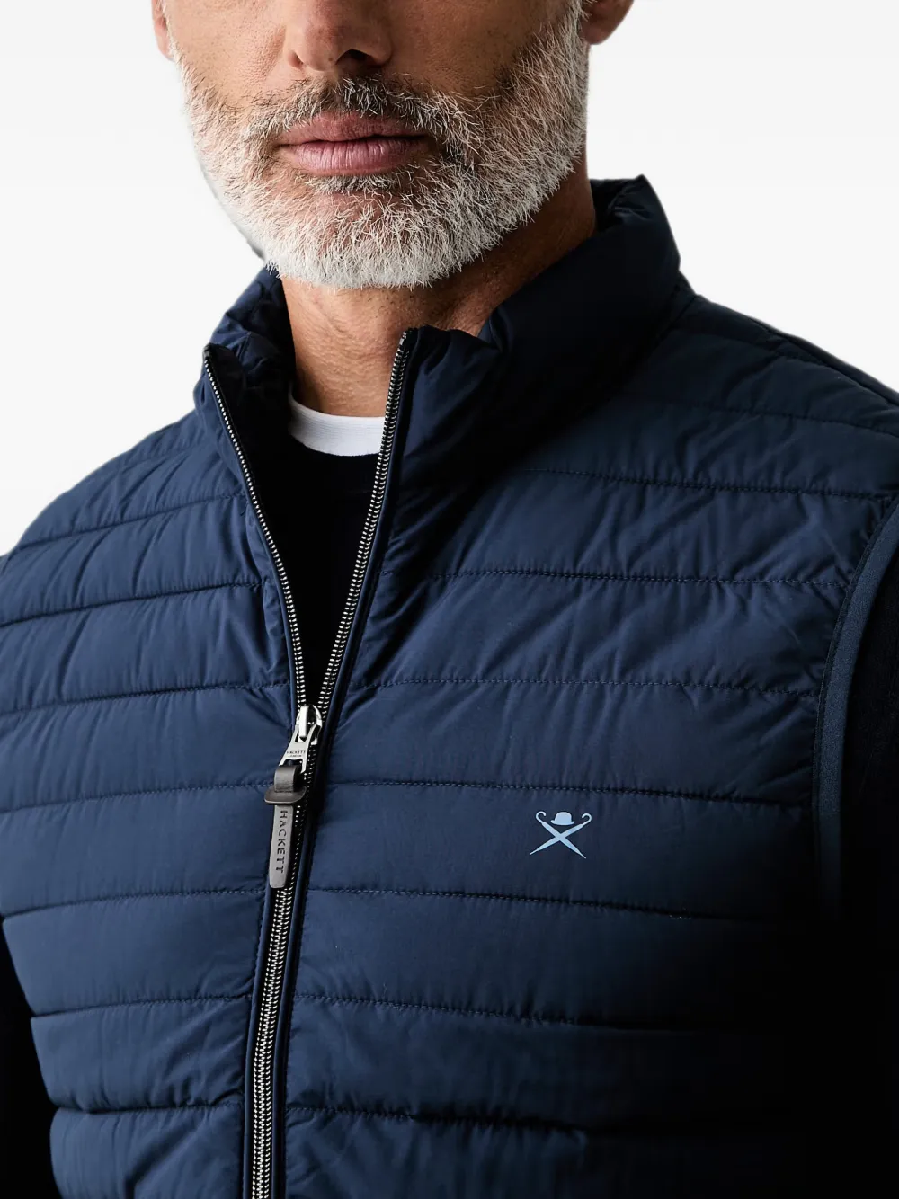 Hackett London Gewatteerde bodywarmer met geborduurd logo Blauw