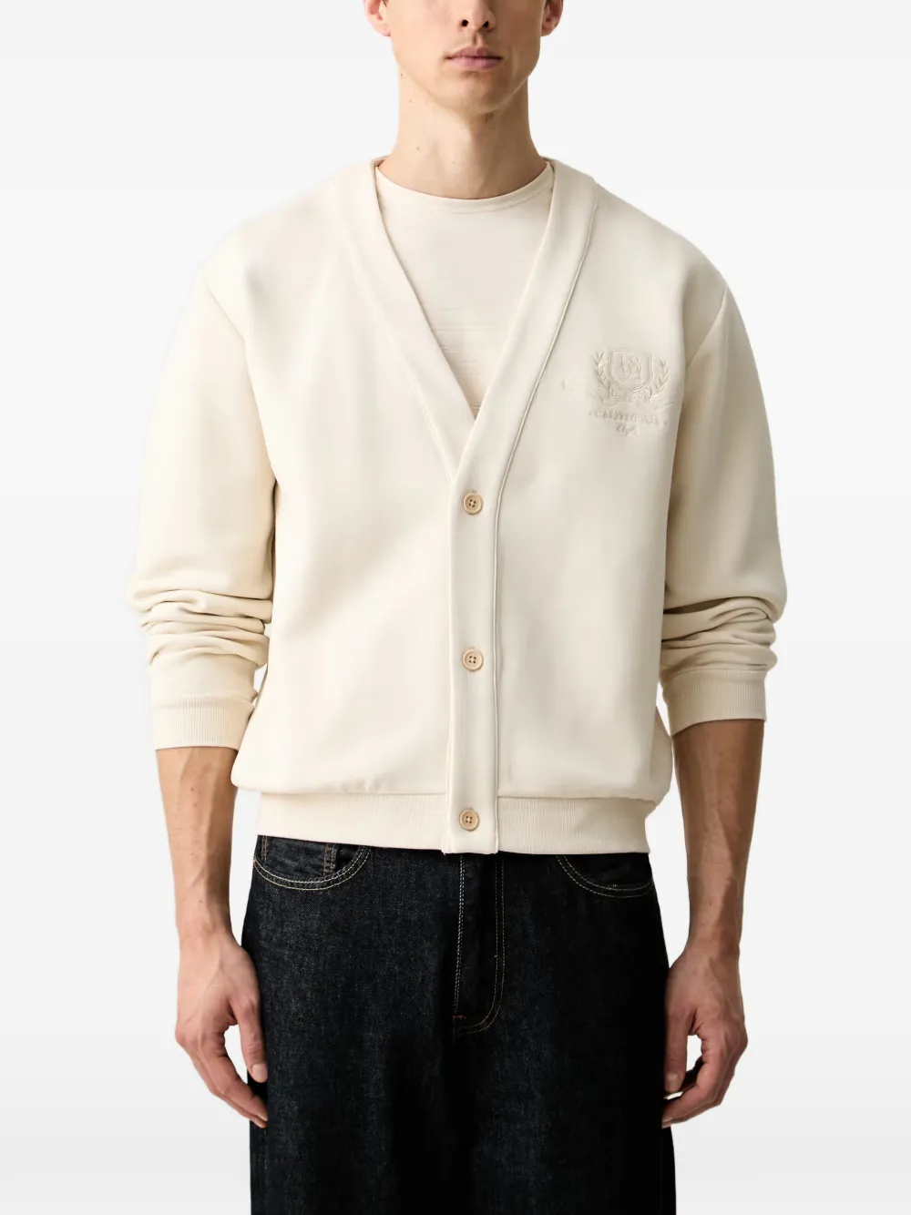 GUESS USA embroidered-logo cardigan - Toni neutri