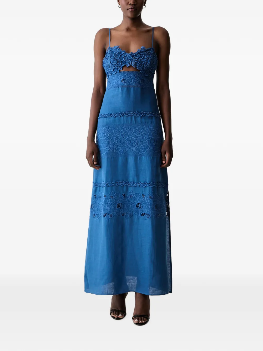 Ermanno Scervino Life lace-panelled cut-out maxi dress - Blu