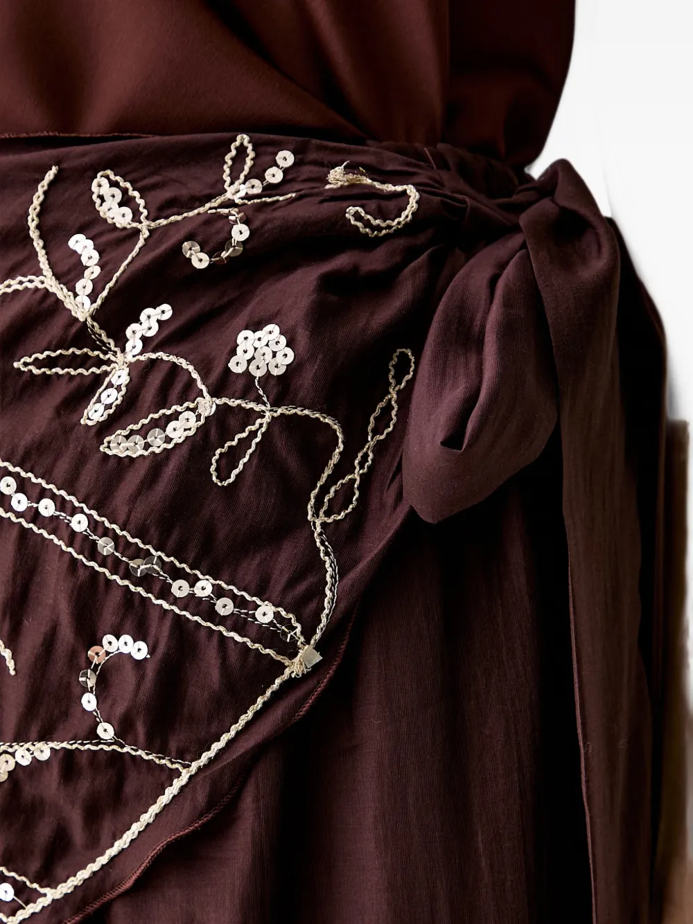 Haveone Broek met gewikkeld vlak en pailletten Bruin