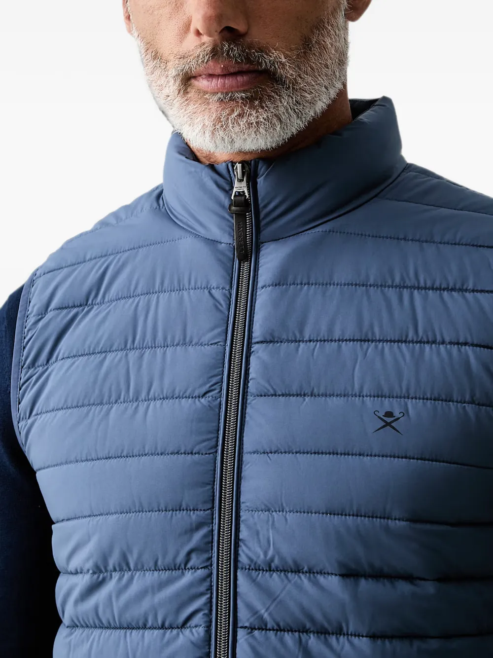Hackett London Gewatteerde bodywarmer met rits-detail Blauw