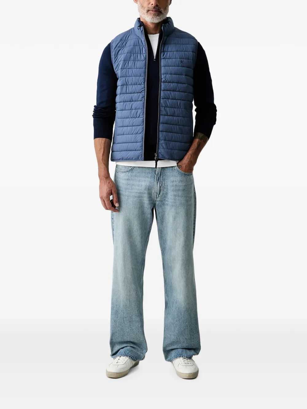 Hackett London Gewatteerde bodywarmer met rits-detail Blauw