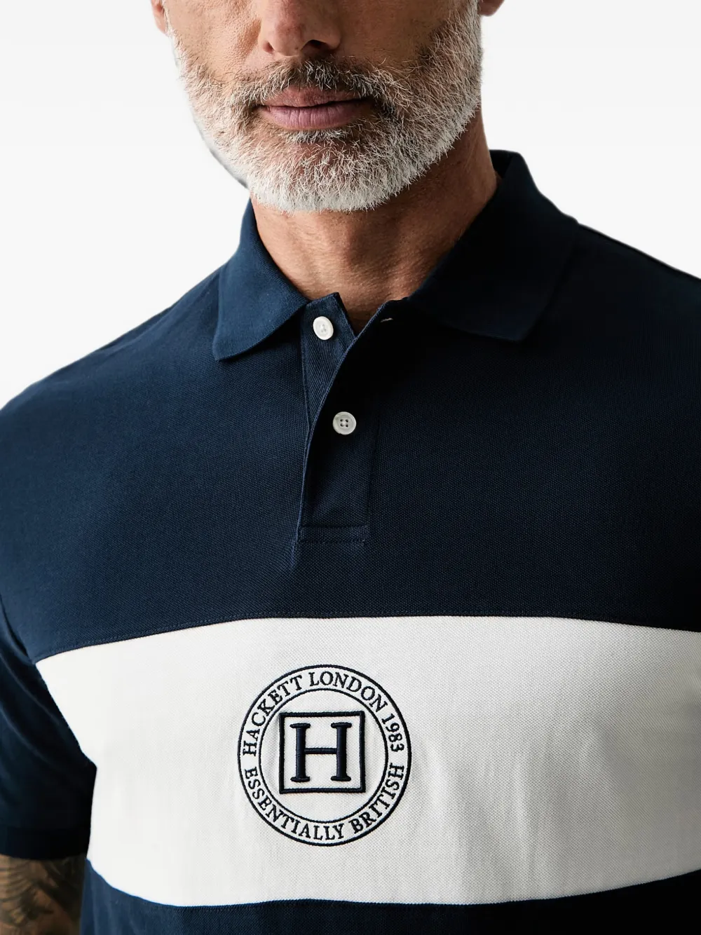 Hackett London Poloshirt met geborduurd logo en knopen Blauw
