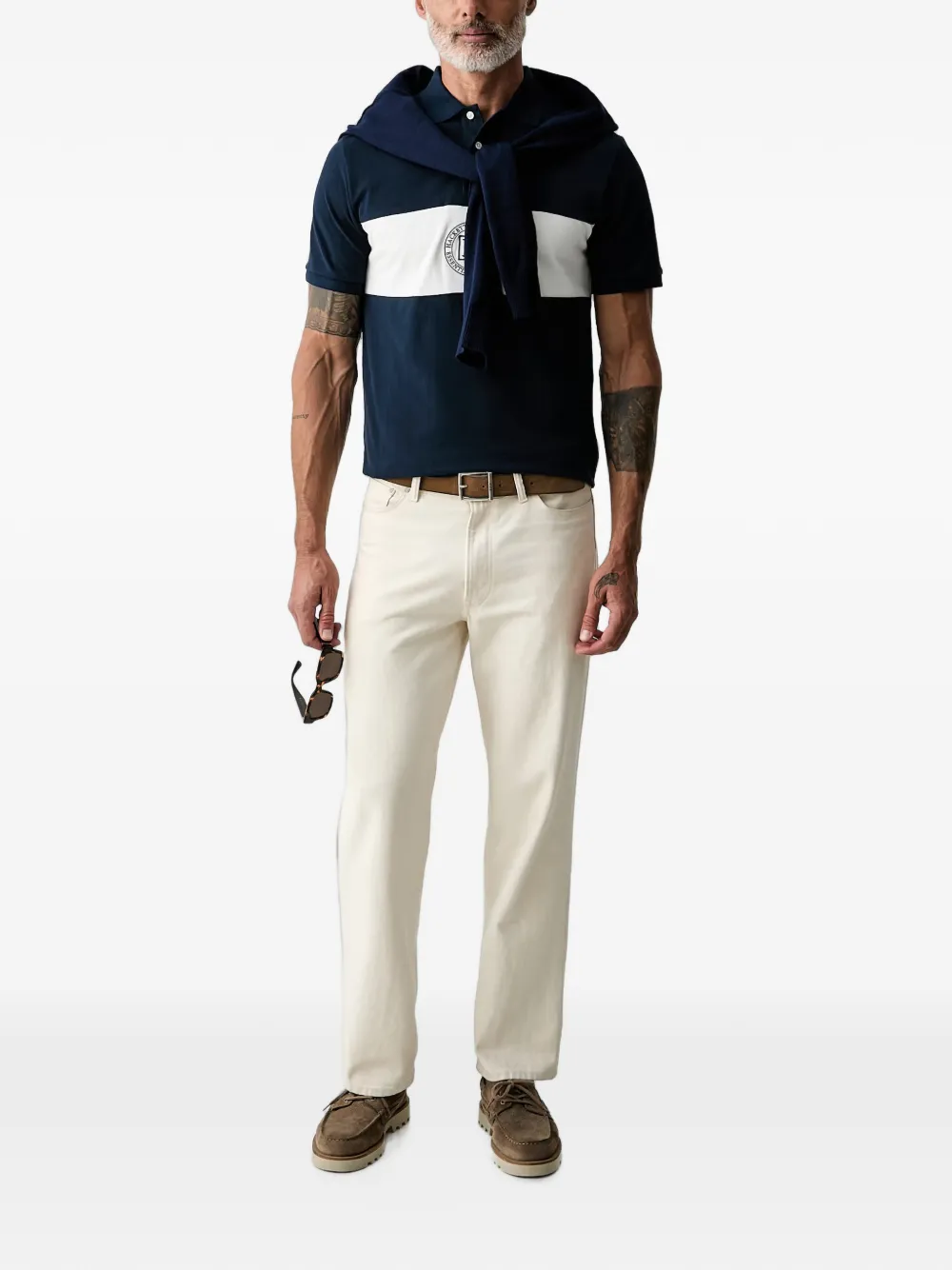 Hackett London Poloshirt met geborduurd logo en knopen Blauw
