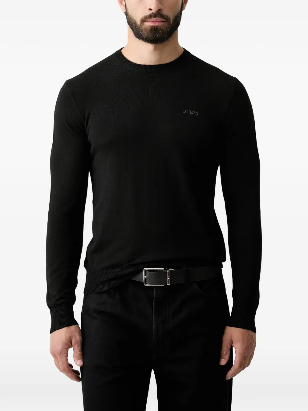 GUESS USA logo-embroidered sweater - Schwarz