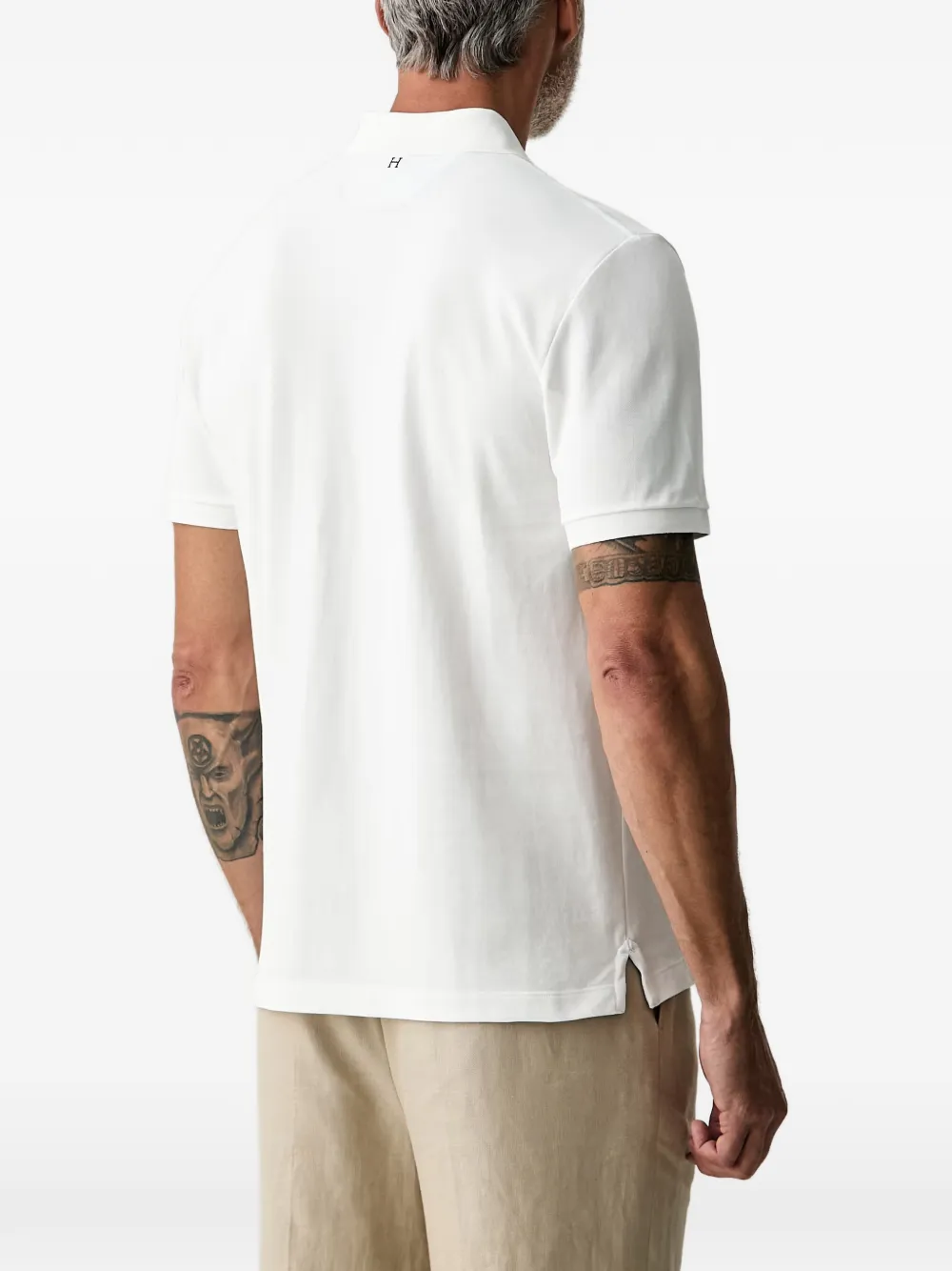 Hackett London Poloshirt met geborduurd logo en knopen Wit