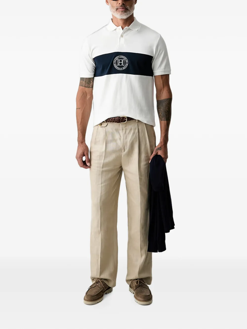 Hackett London Poloshirt met geborduurd logo en knopen Wit