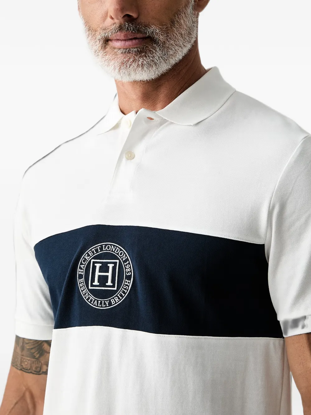 Hackett London Poloshirt met geborduurd logo en knopen Wit