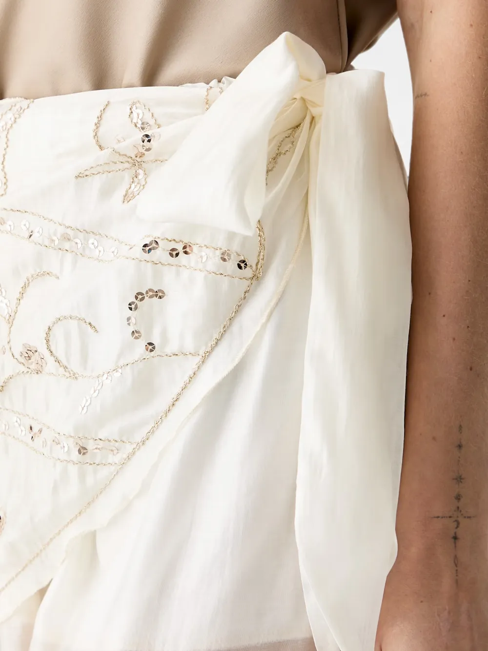 Haveone Broek verfraaid met pailletten Wit