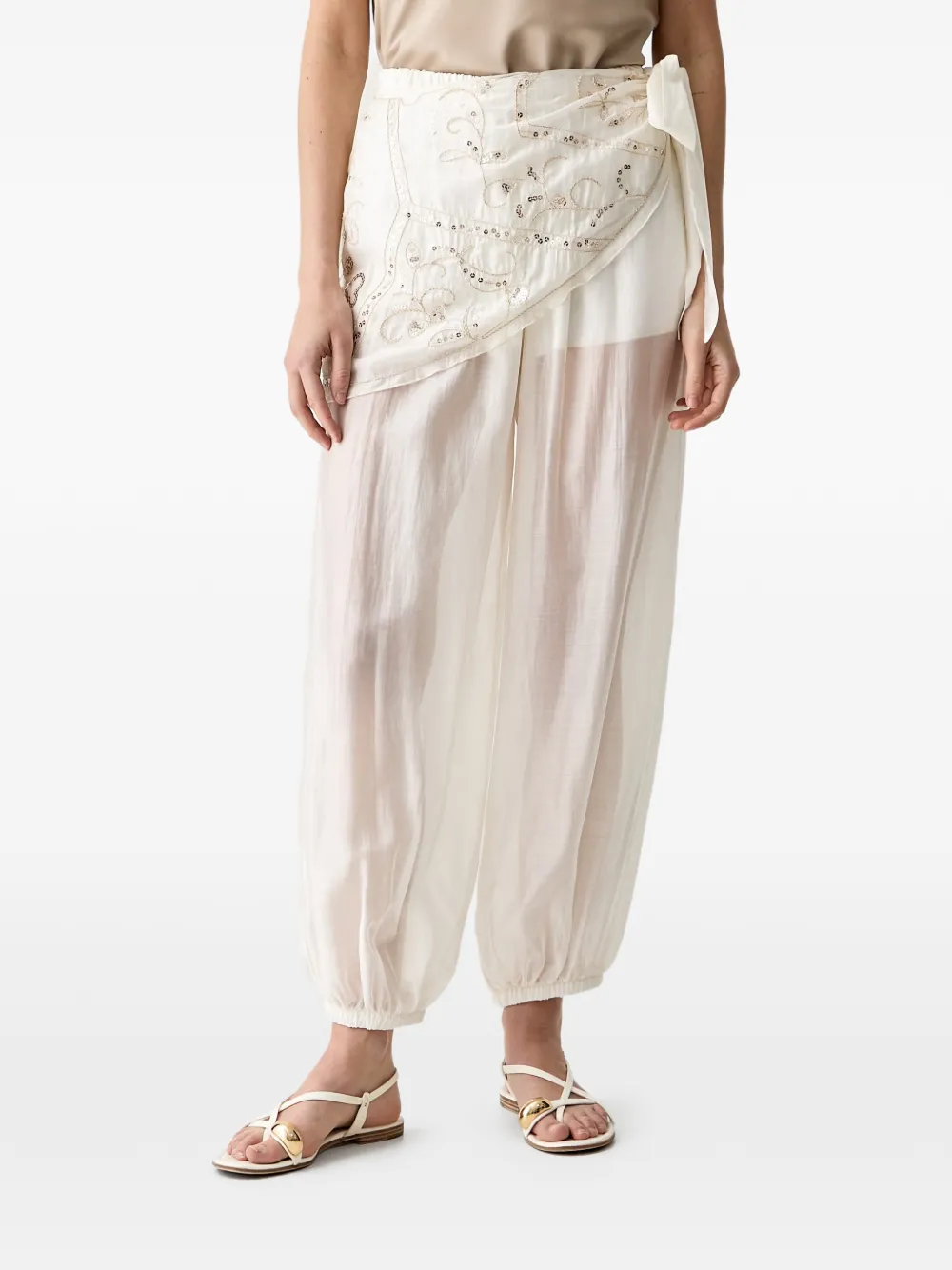 Haveone sequin-embellished wrap-style trousers