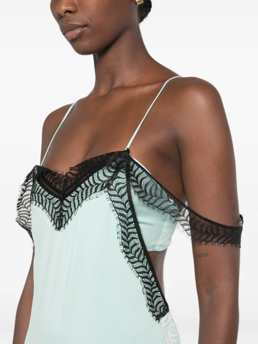 Christopher Esber Midi-jurk met kanten afwerking Blauw