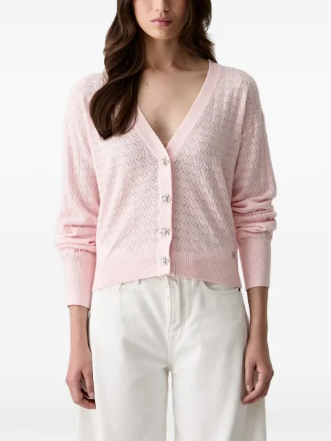 GUESS USA pointelle-knit flower-button cardigan