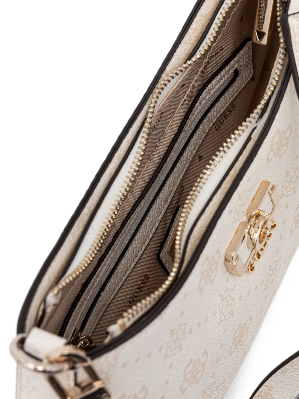 GUESS USA Shopper met logoplakkaat en monogramprint Beige