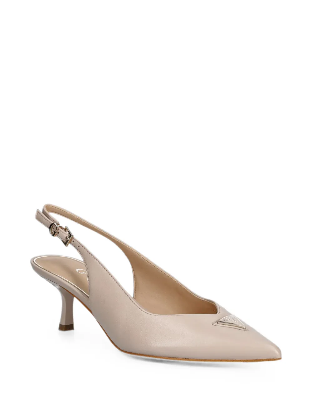 GUESS USA logo-plaque slingback pumps Beige