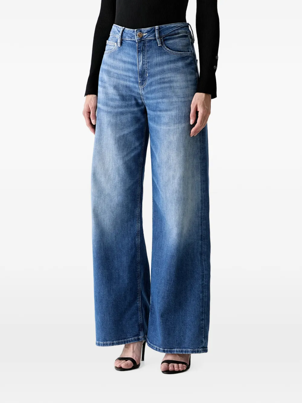 GUESS USA Bellflower faded wide-leg jeans - Blu
