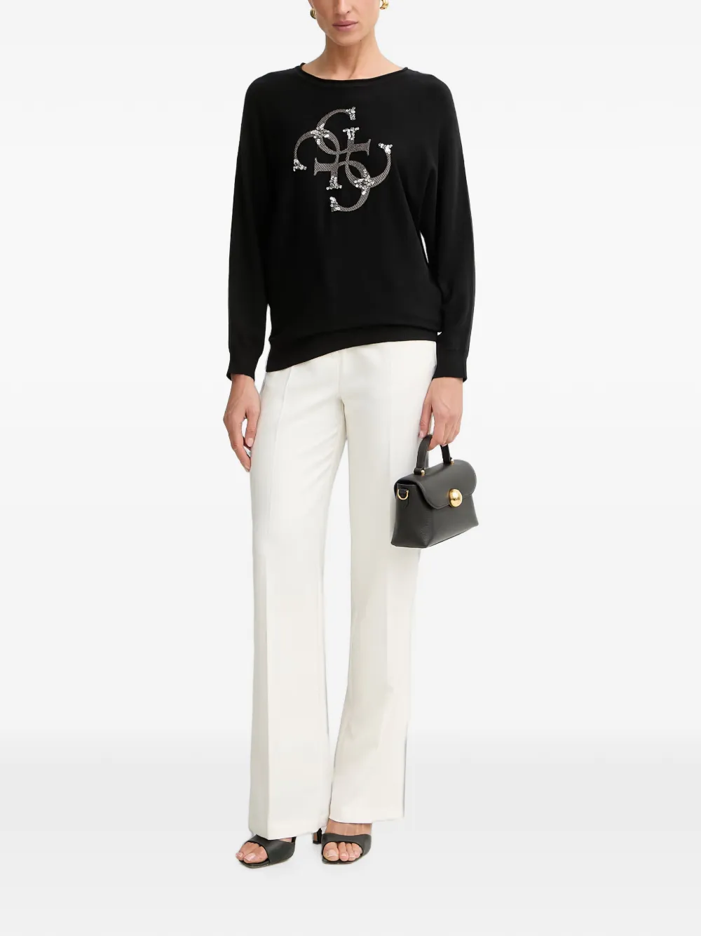 GUESS USA Trui verfraaid met pailletten en logo-print Zwart