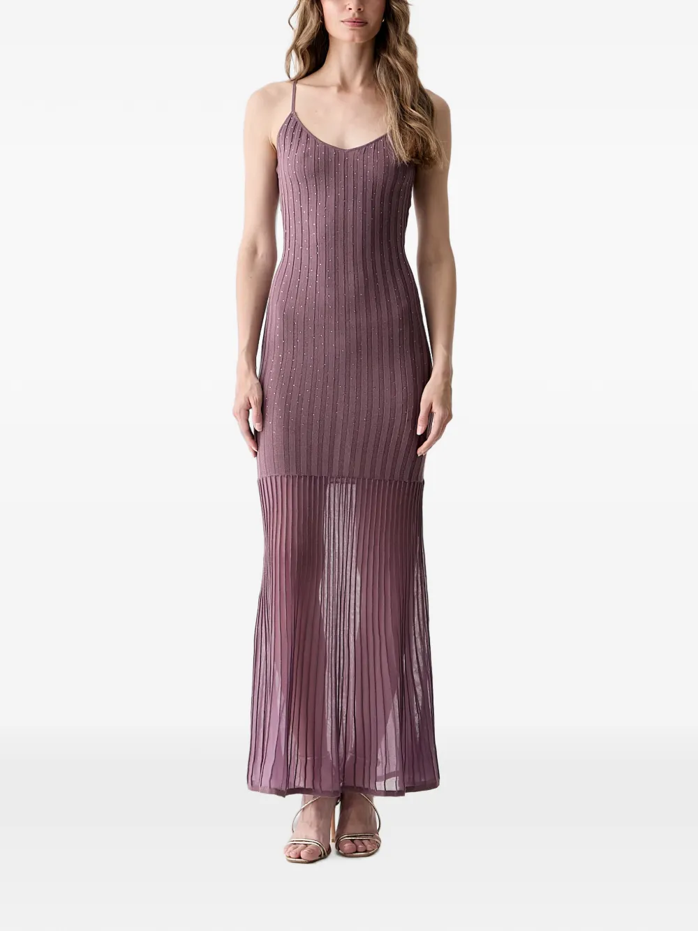 GUESS USA rhinestone-embellished pleated maxi dress - Violett