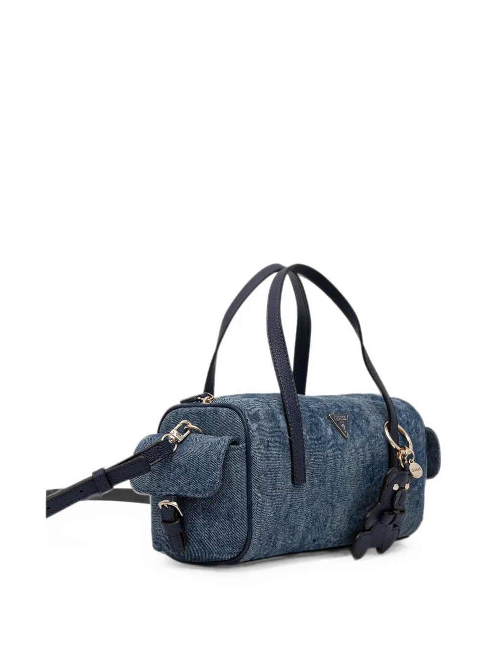 GUESS USA Shopper met beer-bedel en logo-plakkaat Blauw