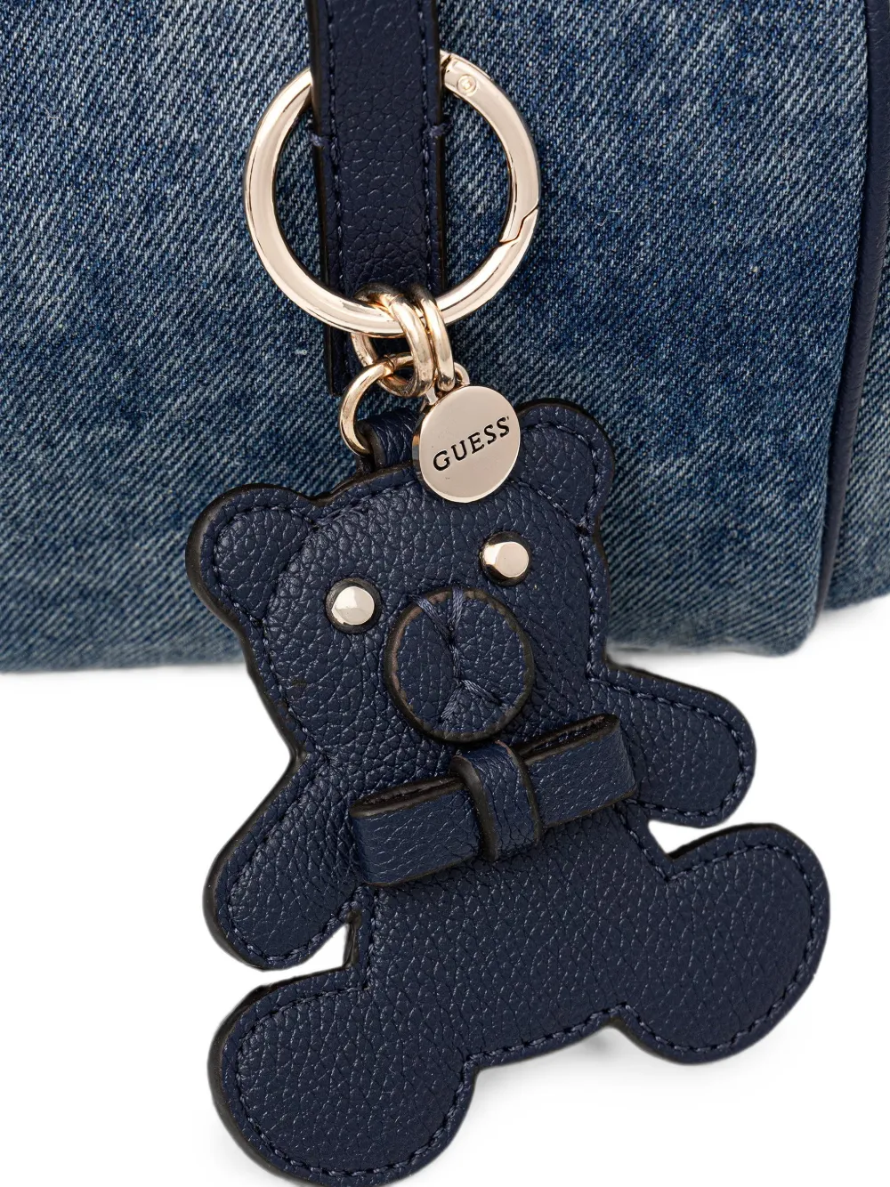 GUESS USA Shopper met beer-bedel en logo-plakkaat Blauw
