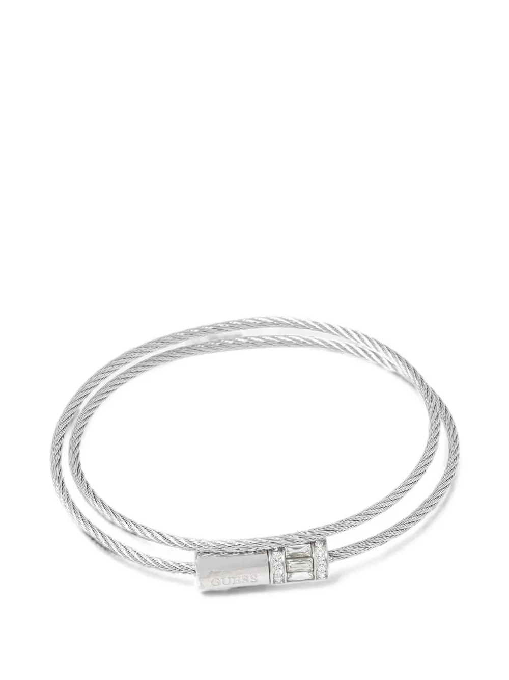 GUESS USA crystal-embellished twisted-wire bracelet - Argento